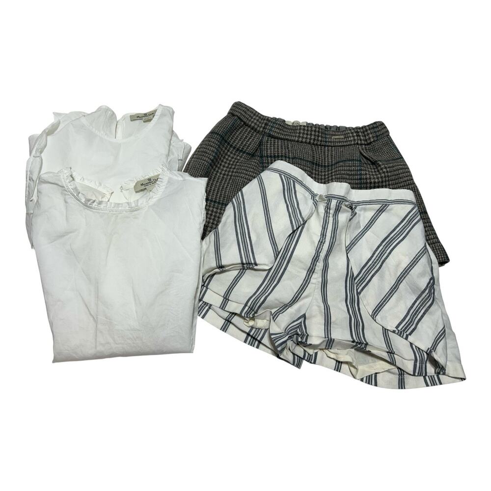 2 Massimo Dutti Girls Outfits Shorts White Cotton Blouses SIZE 9-10